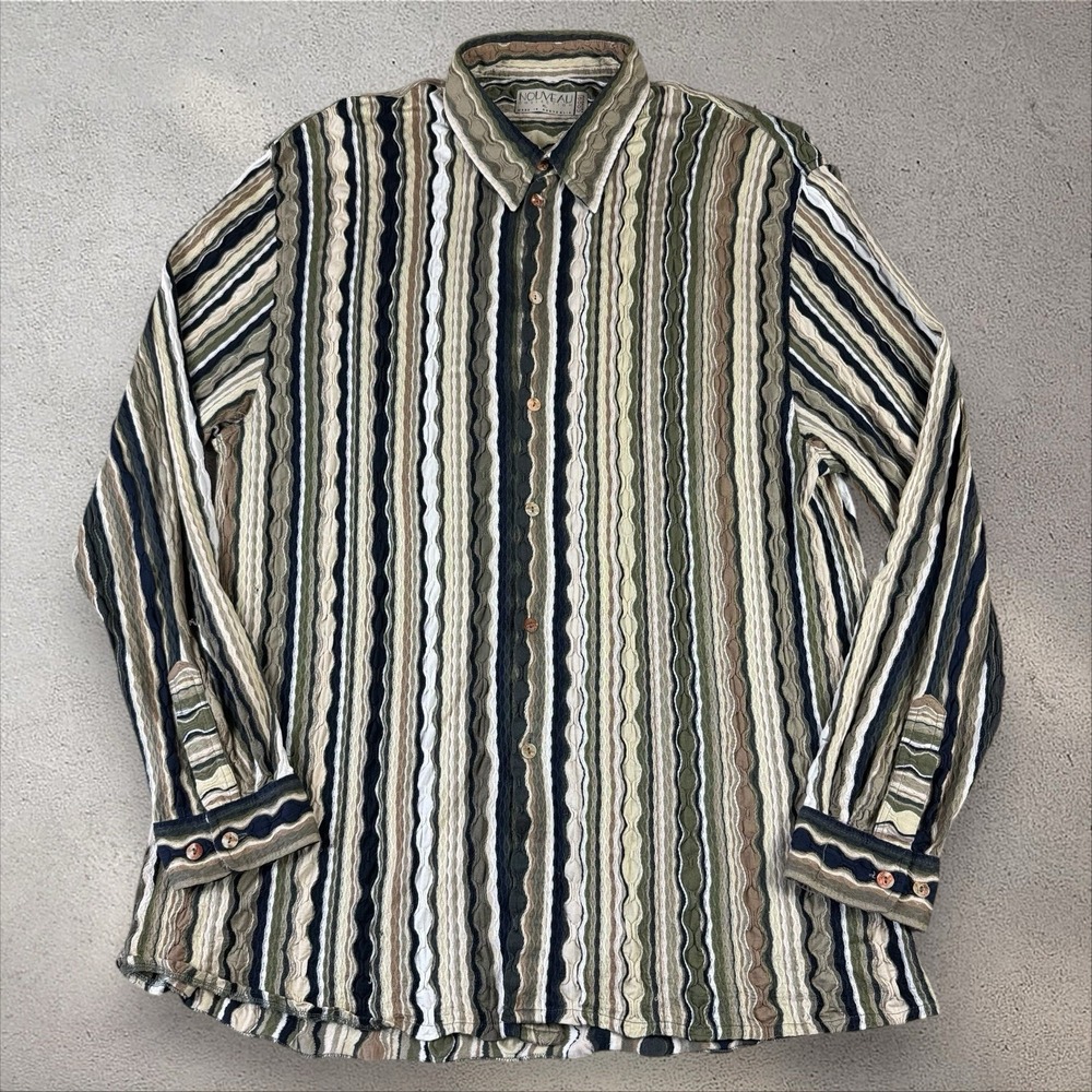 VTG Coogi 3D Knit Button Sweater Men's XL‎ 90s Hip-Hop Biggie Shirt Nouveau
